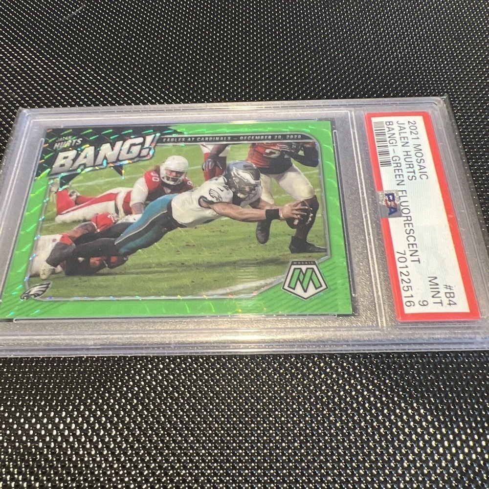 Jalen Hurts 2021 Panini Mosaic BANG! 3/20 Green Fluorescent PSA 9, 1 Of 1 eBay